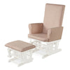 Pink Baby Nursery Relax Rocker with cushioned ottoman, featuring a solid wooden frame and soft upholstery for comfort.