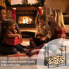 30-inch firewood rack with kindling holders and tools, designed for indoor and outdoor use, providing organized storage.