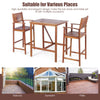 3-piece acacia wood patio bar set with sunflower patterned backrest, perfect for outdoor relaxation on balcony or patio.