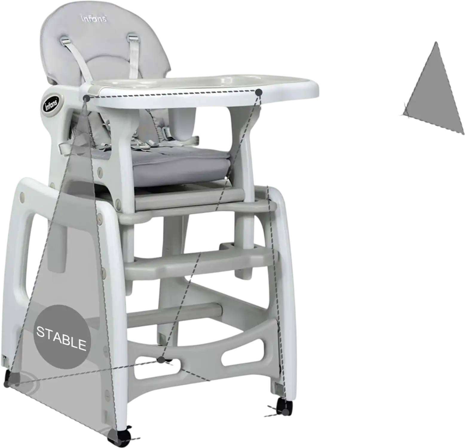 Costway 3-in-1 Baby High Chair Gray 95206483 New