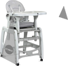 3-in-1 baby high chair in gray with adjustable seat back and lockable wheels, perfect for ages 6 months to 8 years.