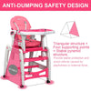 3-in-1 Baby High Chair with Lockable Universal Wheels-Pink - Gallery View 1 of 8