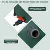 Close-up of the spigot and overflow connection on the 53 Gallon portable rain barrel for garden hose attachment.