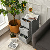 Freestanding gray storage organizer with 3 drawers, perfect for compact spaces in bathrooms or offices.