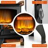 Freestanding electric fireplace heater with realistic flame effect, adjustable thermostat, and cool-to-touch surface.