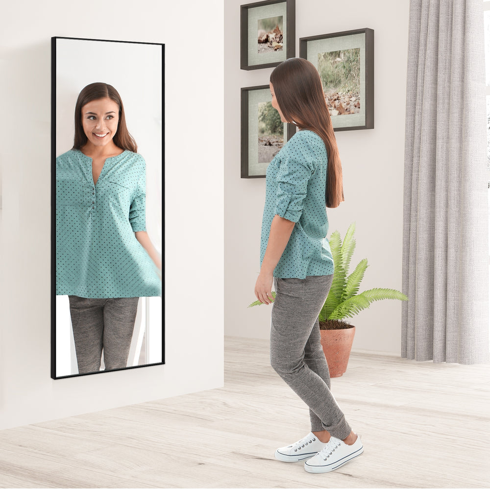 59 Inch Full Length Mirror Large Rectangle Bedroom Mirror-Black - Gallery View 1 of 11