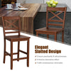 Counter height bar stool with X-shaped backrest, rubber wood legs, and ergonomic design for comfort and stability.