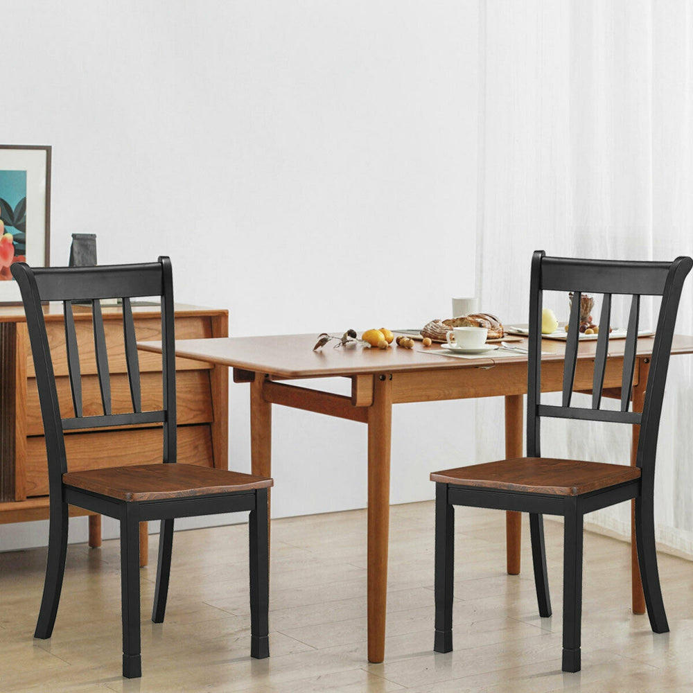 2 Pieces Solid Whitesburg Spindle Back Wood Dining Chairs-Black - Gallery View 1 of 9