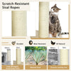 Multi-level cat tree with 100% natural sisal scratching posts in cream white, designed for feline fun and comfort.