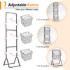 3-tier fruit basket stand with adjustable heights, featuring removable wire baskets for versatile kitchen organization.
