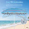6.5 ft beach umbrella in blue with UPF 50+ protection and easy tilt mechanism, ideal for beach and outdoor activities.