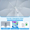 Sturdy 6.5 ft beach umbrella with UPF 50+ protection, fiberglass ribs, and foldable cup holders for outdoor enjoyment.