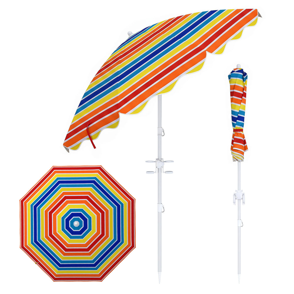 6.5 FT Beach Umbrella UPF 50+ with Sand Anchor for Garden Pool-Color - Gallery View 1 of 1