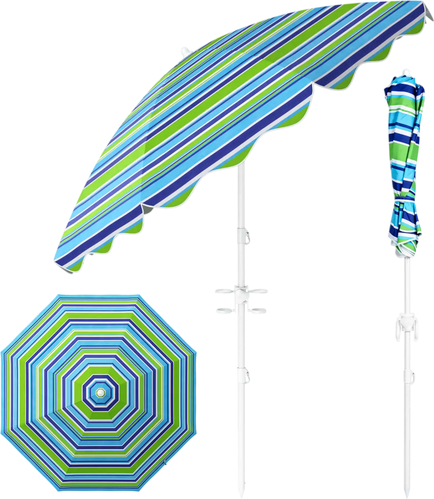 Costway 6.5' Beach Umbrella UPF 50+ Sand Anchor Tilt Garden Pool 80930061 New