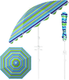 Colorful 6.5 FT beach umbrella with UPF 50+, tilt function, and sand anchor for easy setup at the garden or pool.