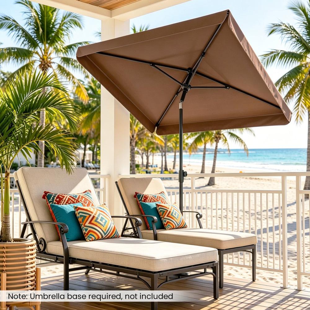 6.5 x 4.3 FT Rectangular Outdoor Balcony Umbrella with Tilt Adjust Button-Brown - Gallery View 1 of 10