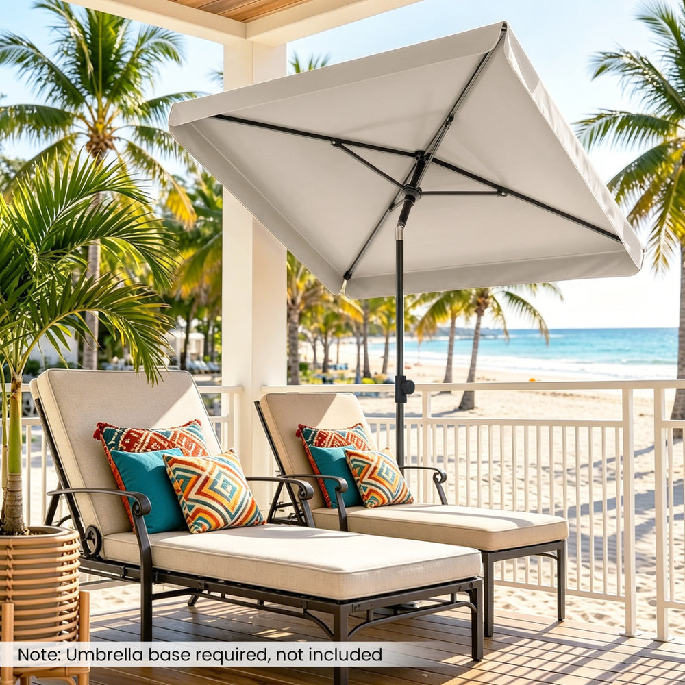 6.5 x 4.3 Feet Rectangular Outdoor Balcony Umbrella with Tilt Adjust Button-Beige - Gallery View 1 of 9