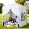 6.5 x 6.5 FT Pop up Canopy Tent with 4 Sidewalls and Wheeled Bag-white - Gallery View 1 of 10