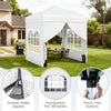 Pop up canopy tent with 4 sidewalls, transparent windows, and wheeled bag, ideal for outdoor events and protection.