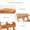 Curved seat and ergonomic armrest of the eucalyptus rocking chair set for optimal comfort in outdoor spaces.