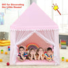 Kids play tent in pink with mesh curtains and thick mat, perfect for indoor and outdoor play and relaxation.