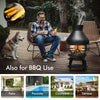 Patio wood burning chimney fireplace with heavy-duty cast iron, ideal for outdoor use in backyard or patio settings.