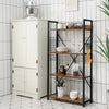Industrial 4-tier bookshelf with wooden shelves and adjustable height, perfect for stylish storage in any room.
