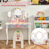 Kids vanity set with tri-fold mirror and chair, made of durable MDF, perfect for makeup and study in white.