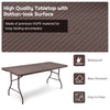 6 feet folding portable rattan table with HDPE surface, waterproof design, and carrying handle for easy storage and.