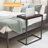 Stylish 26-inch dark brown side table with sturdy steel frame, perfect for holding laptops and snacks beside a bed or.