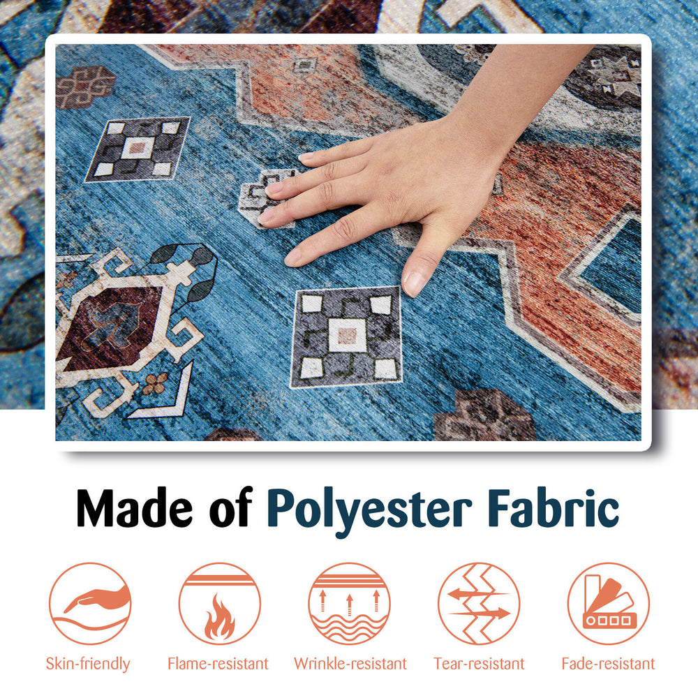 Distressed vintage indoor area rug made of polyester fabric, 5 x 7 inches, non-slip, wrinkle-resistant, perfect for.
