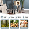 5-tier gray wood cat tower featuring a large condo, jumping platforms, and washable cushions for feline comfort and.