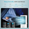 Close-up of the 4-in-1 evaporative air cooler's smart touch panel, featuring a 12L water tank for convenient cooling.