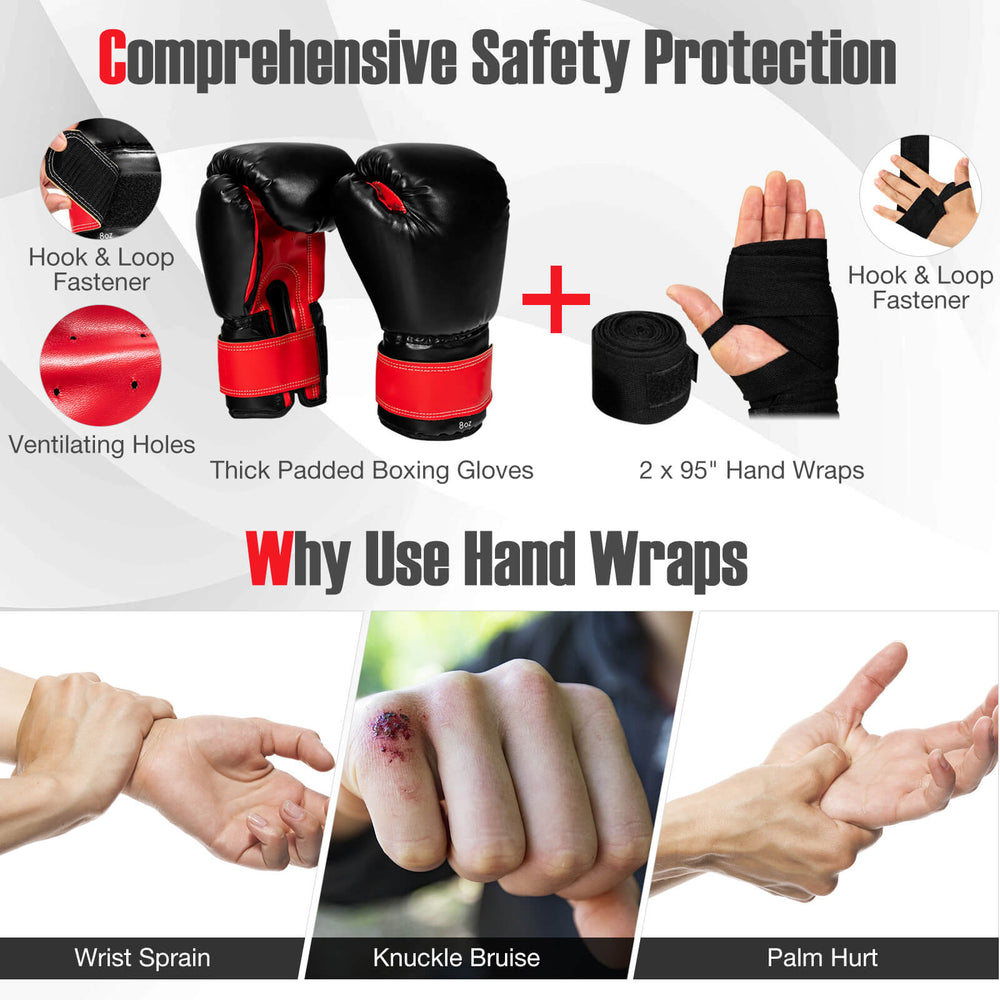 Kids' black punching gloves with thick padding and ventilation for safe training in Karate and Taekwondo.