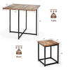 Compact dining table with metal frame and walnut finish, includes 4 stools for space-saving in apartments or cafes.