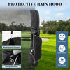 Golf stand cart bag in black with 4 way divider, waterproof zippers, and adjustable carry straps for comfort.