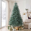 Blue-green artificial Christmas tree with 775 lush branch tips, perfect for home or office holiday decor.
