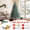 Blue-green 6/7/8 FT artificial Christmas tree with 775/1215/1765 branch tips, flame-retardant PE and PVC materials for festive decor.