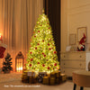 Pre-lit 6/7/8 FT artificial Christmas tree with 700/1200 LED lights, featuring a full appearance and remote control for.