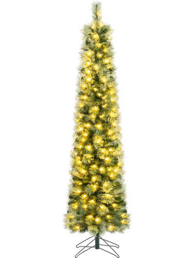 Costway Pre-Lit Pencil Artificial Christmas Tree Warm White LED 6/7/8' 30608292 New