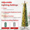 Pre-lit 6/7/8 FT pencil Christmas tree with warm white LED lights, adjustable brightness, and remote control for easy.
