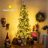 6/7/8 Feet Artificial Christmas Tree Pre-lit Hinged Xmas Tree with Warm White LED Lights and Pine Cones-8ft - Gallery View 1 of 9