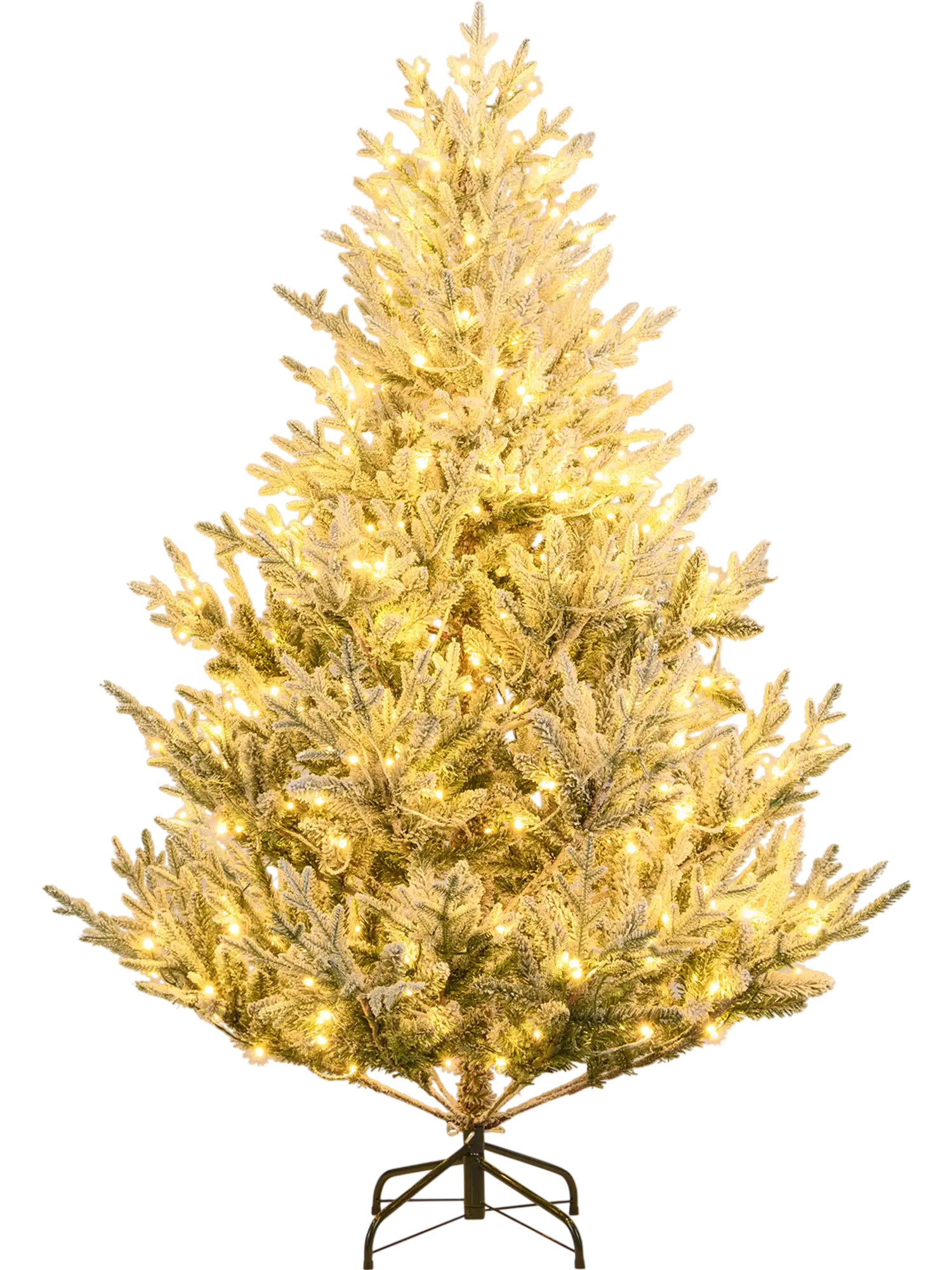 Costway Pre-Lit Snow Flocked Artificial Christmas Tree 6/7/8' Hinged 72741810 New