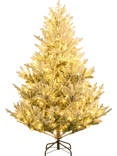 Costway Pre-Lit Snow Flocked Artificial Christmas Tree Hinged 72741810 New