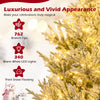 6-foot pre-lit artificial Christmas tree with 762 branch tips, thick snow flocking, and 340 warm white LED lights for.