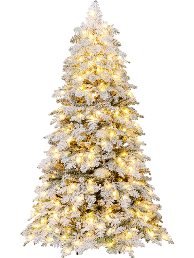 Costway Pre-Lit Snow-Flocked Artificial Christmas Tree with 130 Twinkle Balls 84066211 New