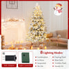 6-foot snow-flocked Christmas tree with 260 warm white LED lights and 8 lighting modes, ideal for festive decorations.