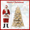 6-foot snow-flocked artificial Christmas tree with 260 warm white LED lights, perfect for festive home decorations.