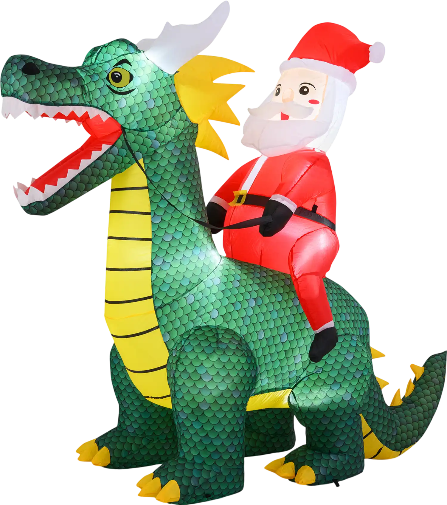 Costway 6.7' Christmas Inflatable Santa Claus Riding Dinosaur w/ LED Lights 16183498 New