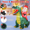 Christmas inflatable featuring Santa Claus riding a dinosaur, made of weather-resistant fabric, with built-in LED.